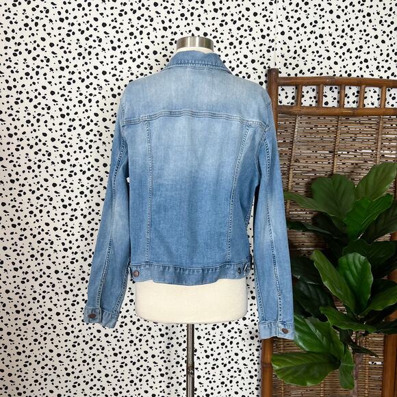 Calvin Klein | Denim Trucker Light Wash Blue Button Designer Jean Jacket XL EUC - Picture 6 of 11